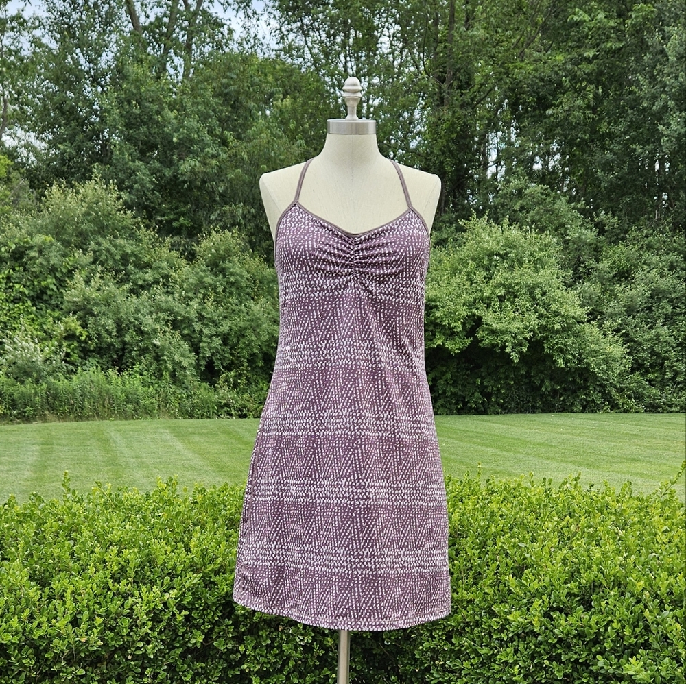 prAna Elixer Dress in Volcanic Plum Sumatra